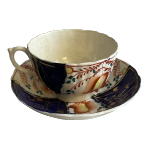 Mid 19th Century Gaudy Welsh Tea Cup & Saucer Set - 2 Pieces