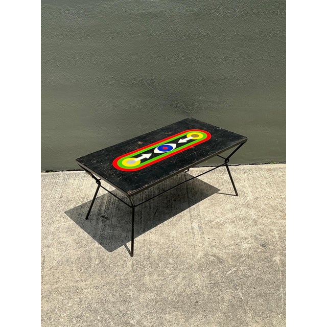 Vintage Geometric Painted Wood Table For Sale - Image 18 of 18