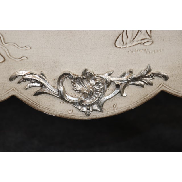 Antique White Chinoiserie Raised Paint Decorated and Rouge Marble Louis XV Style Commode For Sale - Image 8 of 11