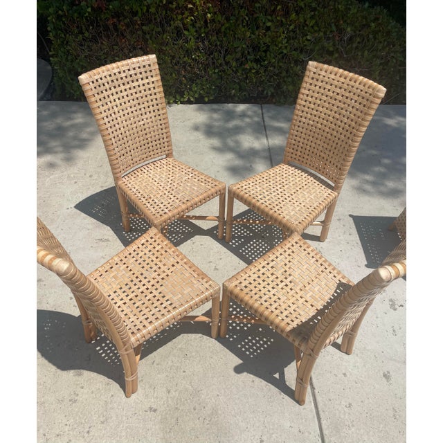 Contemporary Authentic McGuire Antalya Laced Rawhide Dining Table & 4 Chairs For Sale - Image 3 of 14