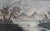 Antique American Folk Art Mountain Lake Landscape Oil Painting on Artist’s Board, C. 1900 For Sale - Image 11 of 12