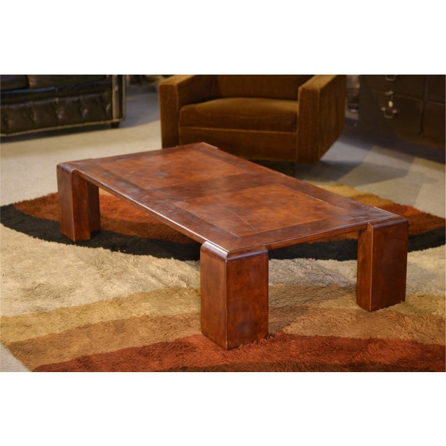 Vintage Coffee Table in Leather, 1950s For Sale - Image 3 of 10