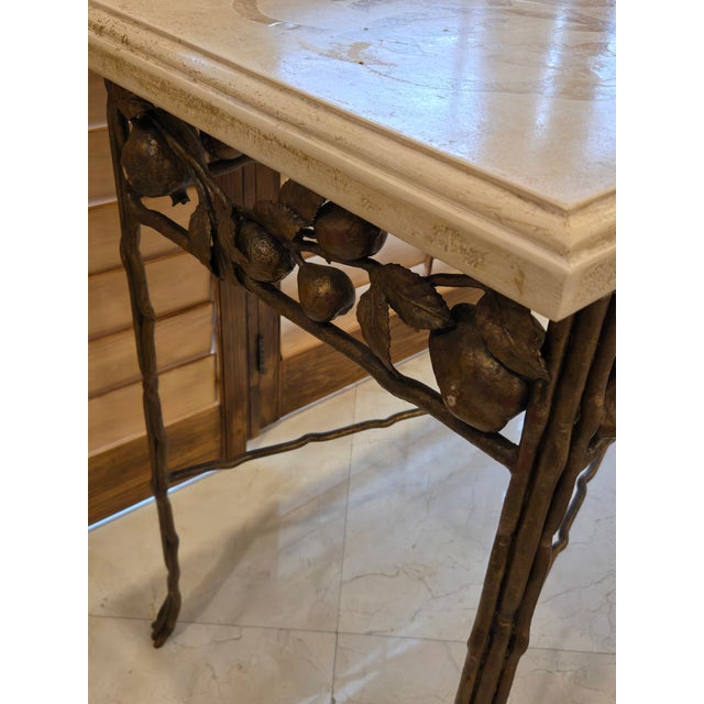 Late 20th Century Stunning Wrought Iron Console Table of Fruits and Twisted Branch Feet For Sale - Image 14 of 15