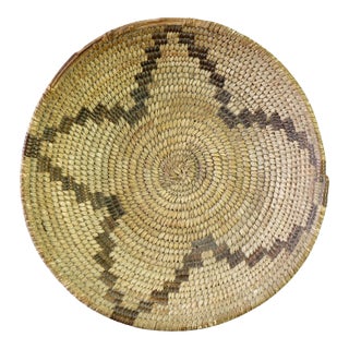 Antique Southwest Navajo Decorated Low Basket Circa 1920 For Sale