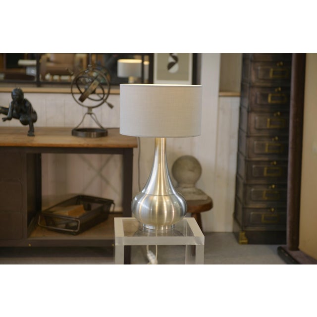 Vintage Table Lamp in Brushed Aluminum, 1970s For Sale - Image 10 of 10
