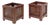 Vintage Planters in Wood and Woven Cane Panels, 1970s, Set of 2 For Sale