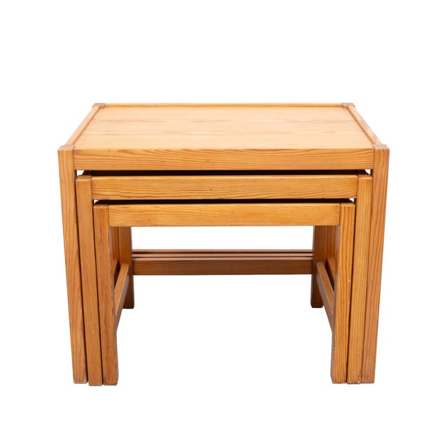 Wood Pine Nesting Tables from Kurt Østervig, Denmark, 1960s, Set of 3 For Sale - Image 7 of 11