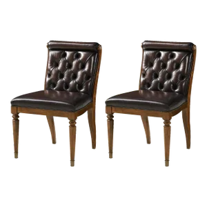 Classic Leather Tufted Dining Chairs- Set of 2
