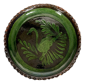 Green Glazed Terracotta Plate, France, 1960s
