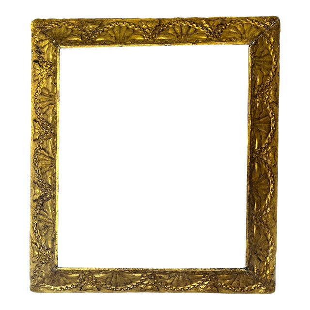 Antique Louis XVI Giltwood Frame With Shell & Garland Detailing, 19th Century For Sale