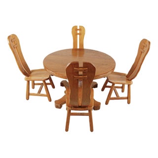 Brutalist Dining Table and Chairs attributed to de Puydt, 1960s, Set of 5 For Sale