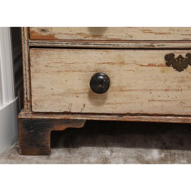 19th Century English Chest of Drawers With Original Ivory Paint For Sale - Image 4 of 8