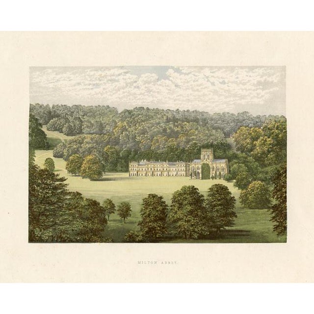 Original late-1800s chromolithograph from a folio of English Castles, Abbeys and Manor Homes. Based on an illustration by...