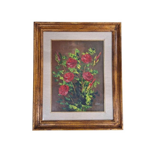 Walter, Red Roses, 1985, Oil on Canvas, Framed For Sale - Image 7 of 7