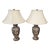 Pair of Bradburn Gallery Hand-Painted Floral Ceramic Table Lamps With Shades For Sale