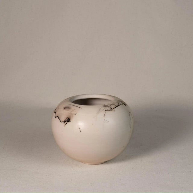 Late 20th Century Late 20th Century Vintage Handmade Studio Pottery Horse Hair Raku Ceramic Vessel For Sale - Image 5 of 12