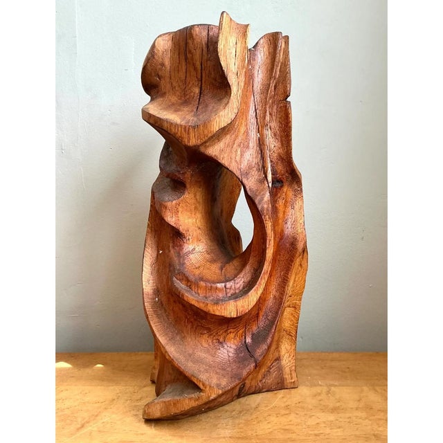 Vintage Abstract Carved Wood Sculpture For Sale - Image 4 of 12