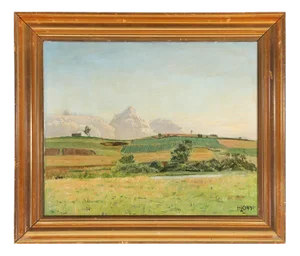 Hans Knudsen, Landscape, 1934, Oil on Canvas, Framed
