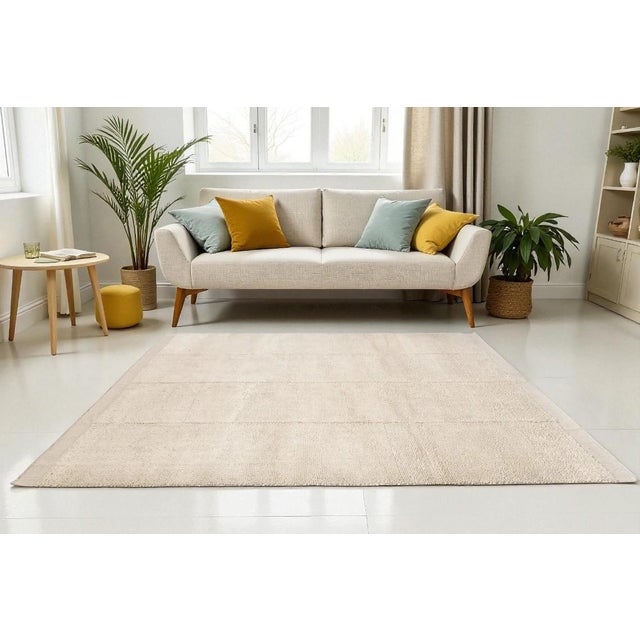 Textile 1970s Turkish Organic Off White Floor Wool Rug For Sale - Image 7 of 9