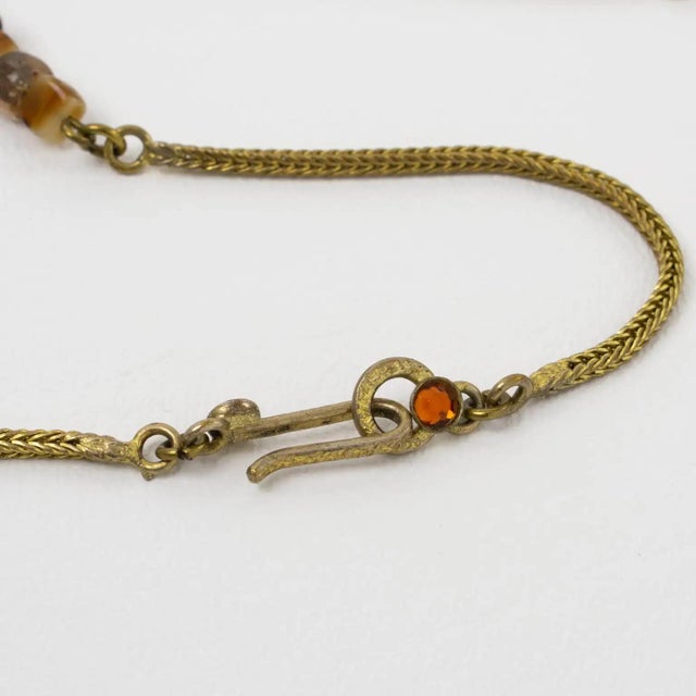 Henry Perichon Gilded Bronze Chain Necklace with Talosel Medallion For Sale - Image 4 of 11