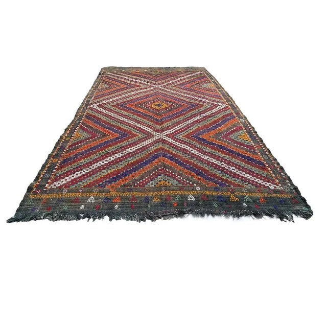 Brown Traditional Turkish Kilim Rug ,Vintage Anatolian Turkish Kelim 295 X 197 Cm, 1930s For Sale - Image 8 of 11