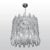 A large drum-shaped Venini Poliedri chandelier, hand blown clear glass Poliedri components on white an enamelled steel...