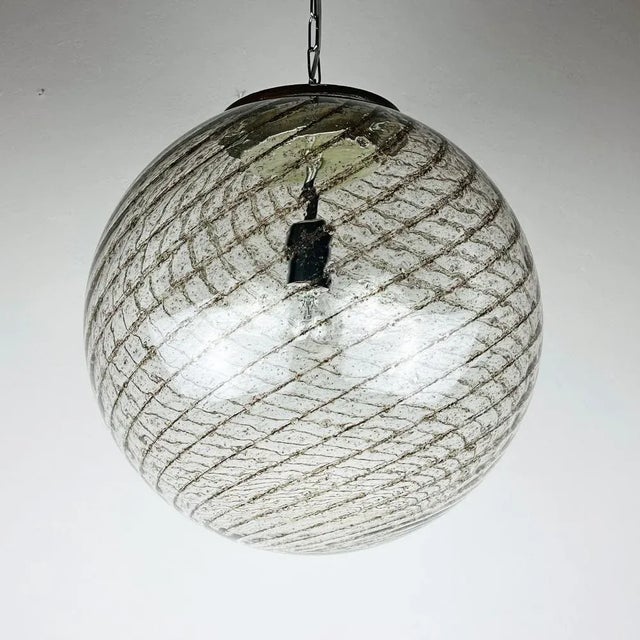 Vintage La Murrina Swirled Murano Glass Pendant Lamp, Italy, 1970s For Sale - Image 12 of 13