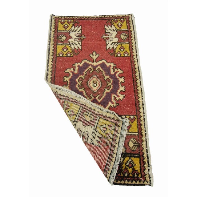 Mid-Century Modern Vintage Mini Turkish Rug & Door Mat For Sale - Image 3 of 4