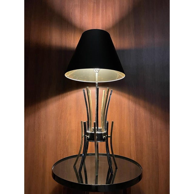 1970s 1970s Space Age Brass & Chrome Starburst Table Lamp For Sale - Image 5 of 8