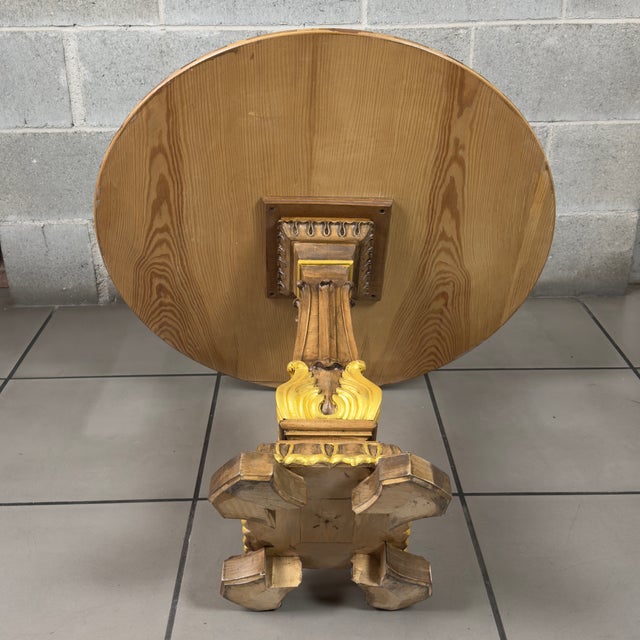 Brown Vintage Inlaid and Carved Gilded Wood Central Table For Sale - Image 8 of 14