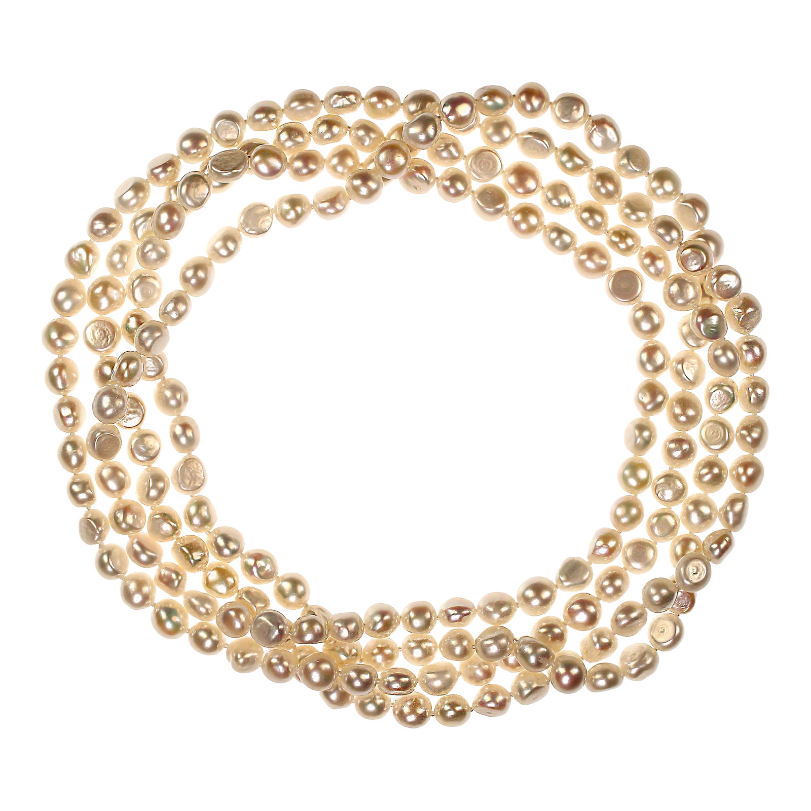 Ajd 80 Inch Freshwater Iridescent White Pearl Infinity Necklace | Chairish