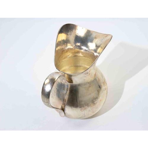 Highly decorative Italian silver-plated coffee or chocolate pot featuring an elegant sculptural rococo-inspired silhouette...