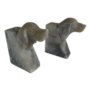 1960s Marble Canine Bookends - a Pair For Sale
