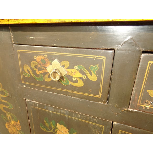 Antique Hand Painted Asian Chinoiserie Altar Cabinet For Sale In Los Angeles - Image 6 of 12