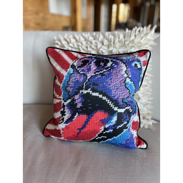 Contemporary Velvet "Pit Bull Power" Custom Pillow Set, Original For Sale - Image 3 of 7