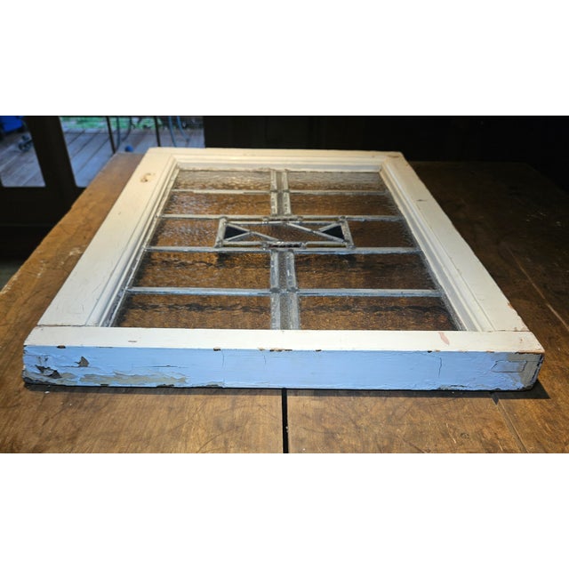 Transparent Antique New Orleans French Quater Stain Glass Window For Sale - Image 8 of 17