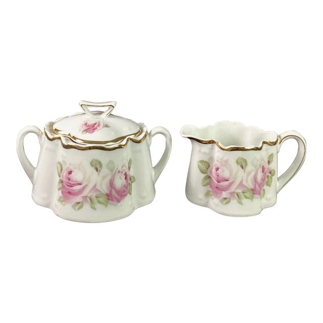 Late 19th Century Zea Scherzer z.s. & Co. Porcelain Creamer and Sugar Set- 2 Pieces For Sale