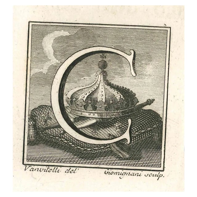Gaspar Van Wittel (Vanvitelli), Antiquities of Herculaneum Letter C, Etching, 18th Century For Sale