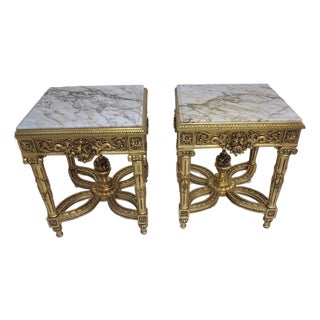 Vintage Gueridon Side Table Marble Top 26  For Sale