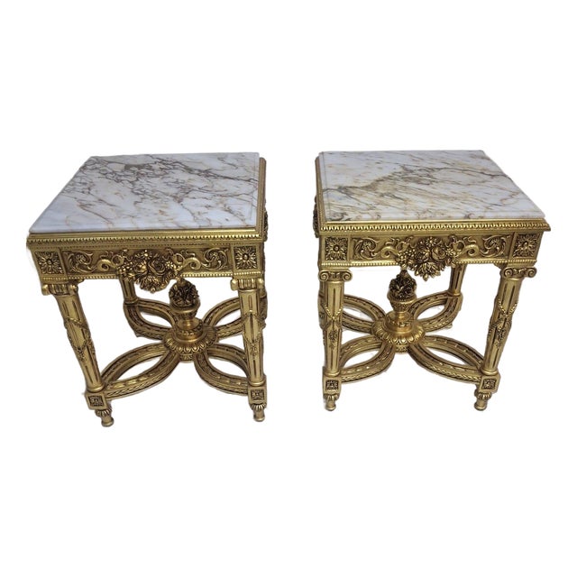 Vintage Gueridon Side Table Marble Top 26  For Sale