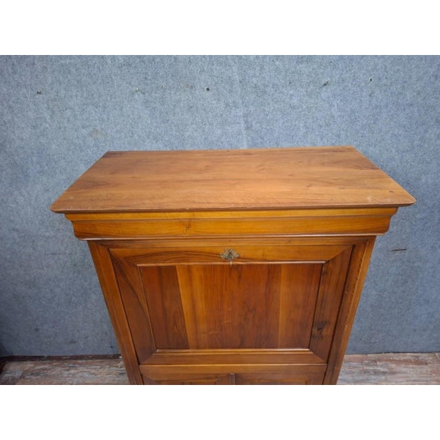 Vintage Louis Philippe Cherrywood Drop-Front Secretary Desk with Leather Top For Sale - Image 4 of 13