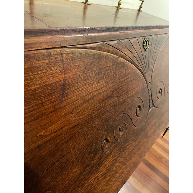 Antique 1890s French-Style Secretary Desk With Carved Cabriole Legs Details For Sale - Image 10 of 12
