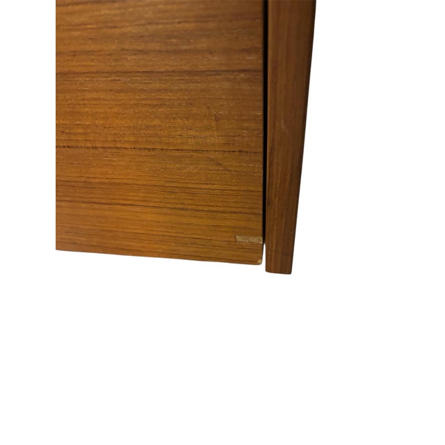 Pair of Mid-Century Danish Modern Teak Filing Cabinet With Lock and a Caster Base. For Sale In Washington DC - Image 6 of 9