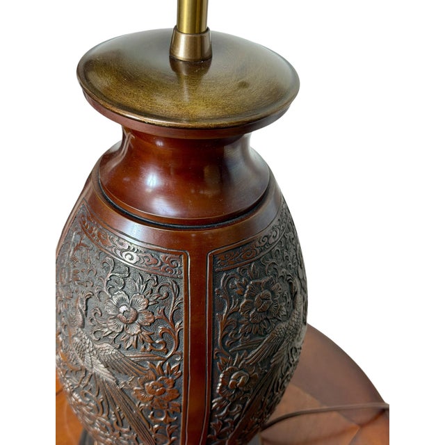 Vintage Cast Bronze Table Lamp Asian Inspired by Marbro For Sale In Charlotte - Image 6 of 10