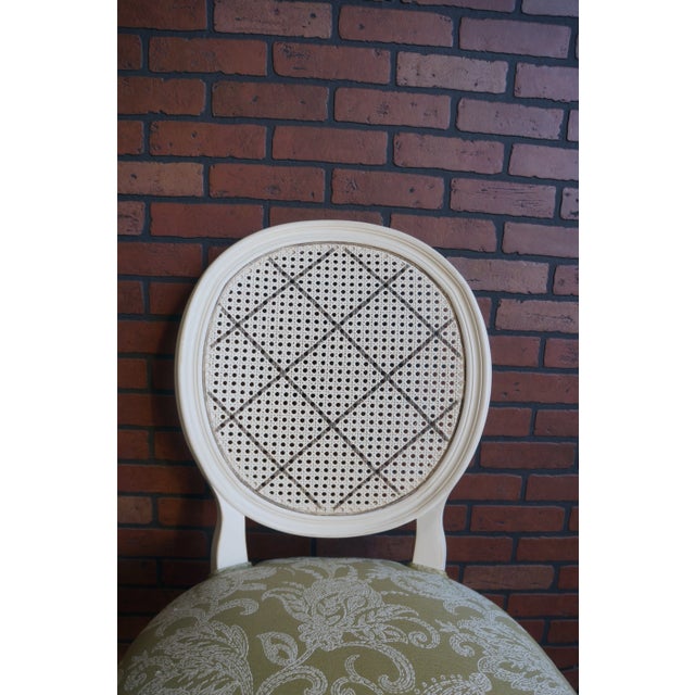 French Provincial Ethan Allen Chrystiane Cane Back Dining Chairs ~ Set of 6 For Sale - Image 3 of 11