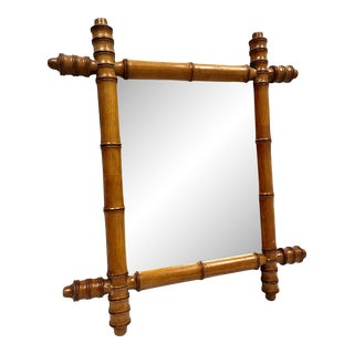 1920s French Faux Bamboo/Rattan Framed Mirror For Sale