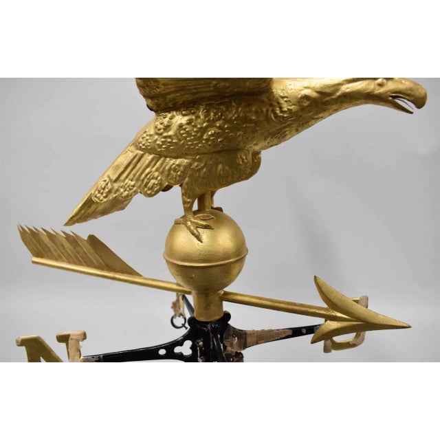 Metal Mid 19th Century Gilt Painted Eagle Form Copper Weathervane For Sale - Image 7 of 13