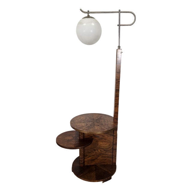 Art Deco Floor Lamp in Wood For Sale