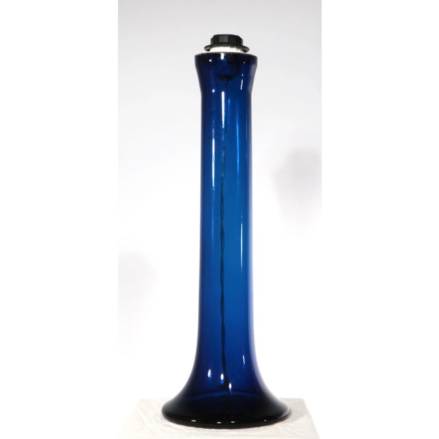 Nice tall blue glass lamp base by Uno & Osten Kristiansson for LUXUS Made is Sweden circa 1960/1970's. This example is in...