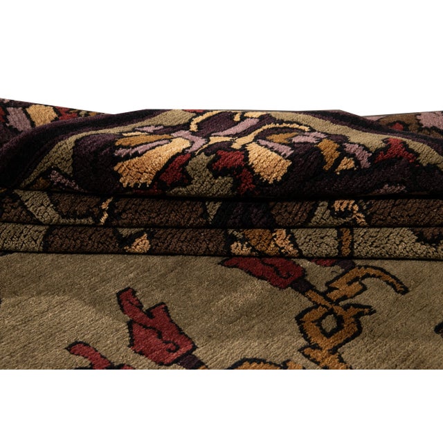 2010s 21st Century Modern Arts & Crafts Tibetan Wool Rug For Sale - Image 5 of 13